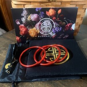 BuDhaGirl All Weather Bangles: (set of 3): Crimson Size Medium